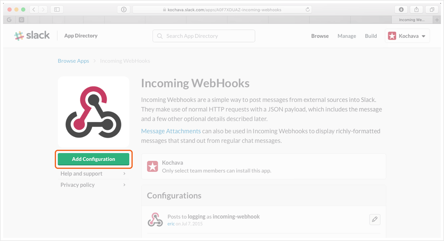 Slack Add Configuration