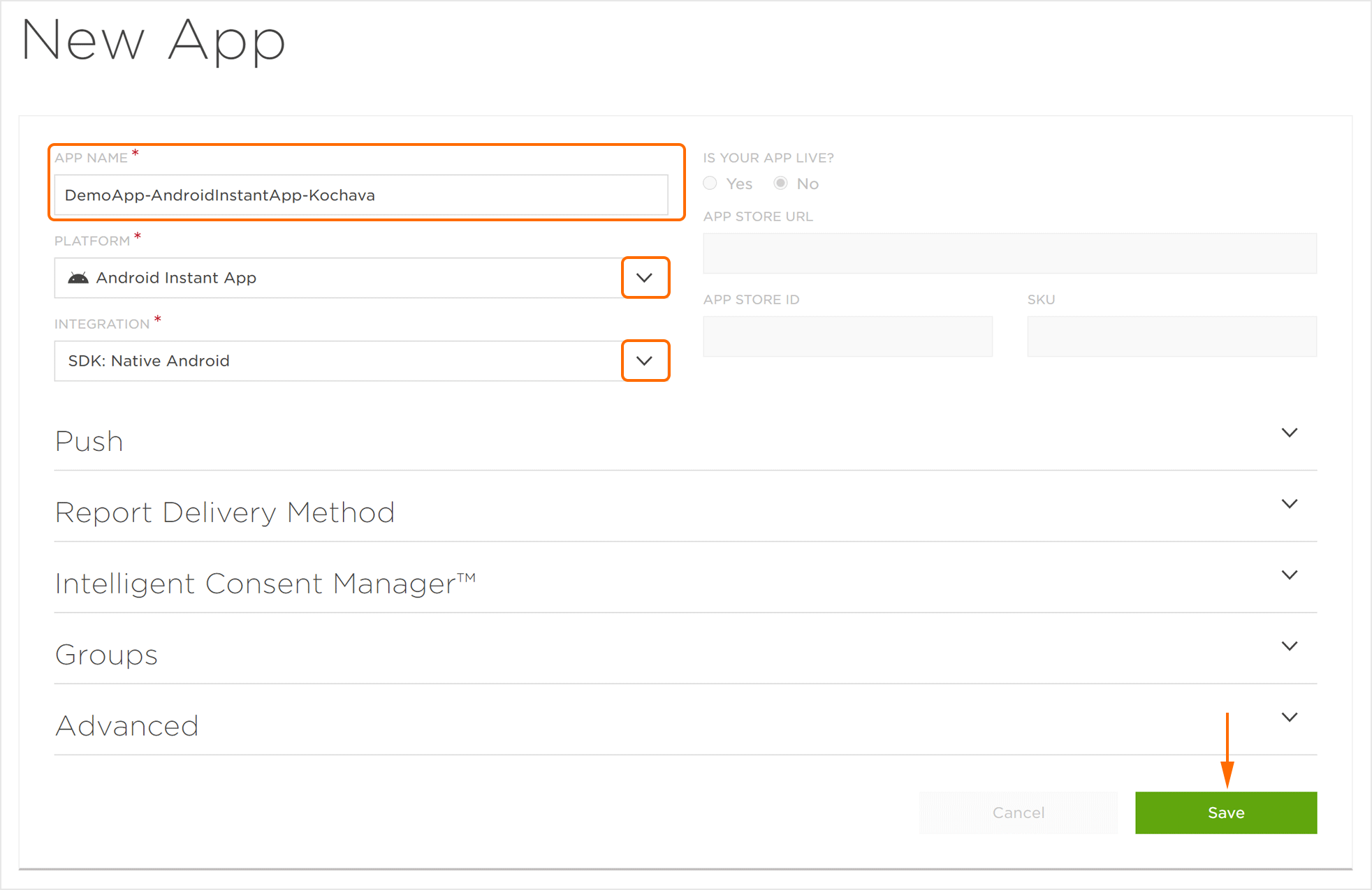 New App Settings